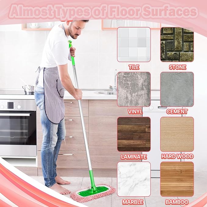 Reusable Microfiber Mop Pads for Swiffer Sweeper - Wet & Dry Cleaning Cloths - Mop Head Replacement Washable Refills for Household Floors