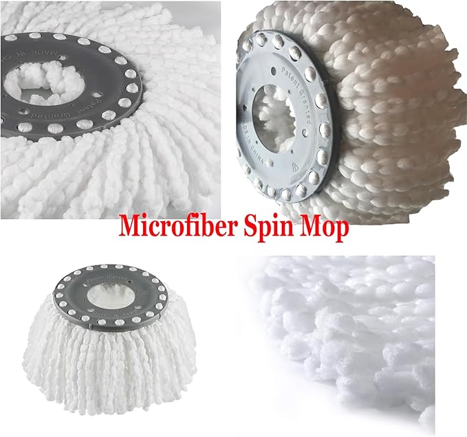 Spin Mop Heads Replacement Refill for Old Hurricane Mr.Clean 360 Spin Magic Rotating Round Mop Microfibre,Universal Spin Mop Heads Clean Mop Head Refill for Standard Mops (4 Pack)