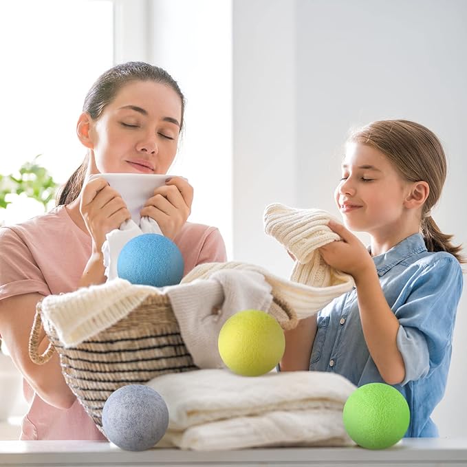 10 Pack Wool Dryer Balls XL 3 Inch Reusable Laundry Natural No Lint Fabric Softener Replaces Dryer Sheets Wool Balls for Reduce Wrinkles Save Drying Time