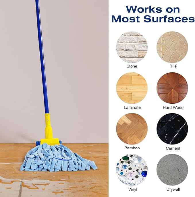 Matthew Cleaning Microfiber Tube Mop(Large,Blue,6Pack) Heavy Duty Mop Head Replacement,Excellent Absorbency,Premium launderability,Reusable,Loop end for Home,Commercial&Industrial Use