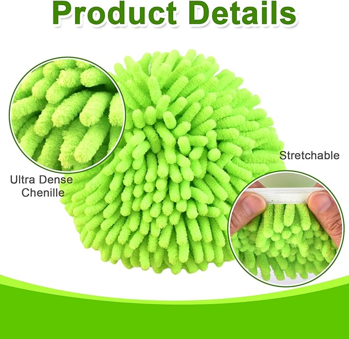 Mop Replace Head for O Cedar, Spin Mop Heads Replacements for Ocedar RinseClean 2 Tank Spin Mop, Chenille Duster for Ocedar Mop Include 3 Pack Microfiber Chenille Mop Pad for Ocedar Spin Mop