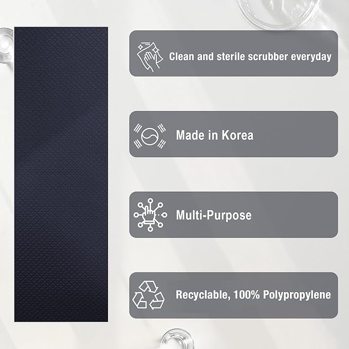 Daily Dish Scrubber Sheet Non-Scratch Household Disposable Cleaning Sponges | Recyclable, Eco-Friendly & Perfect for Kitchen, Home Cleaning and Outdoor Use (1, Navy)