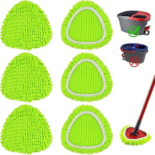 6 Pack Mop Head Replacement Compatiable with Ocedar EasyWring Mop,Mop Heads Refill for Easywring Spin Mop 1 Tank System - Microfiber Chenille, Easy to Replace,Deep Floor Cleaning and Machine Washable
