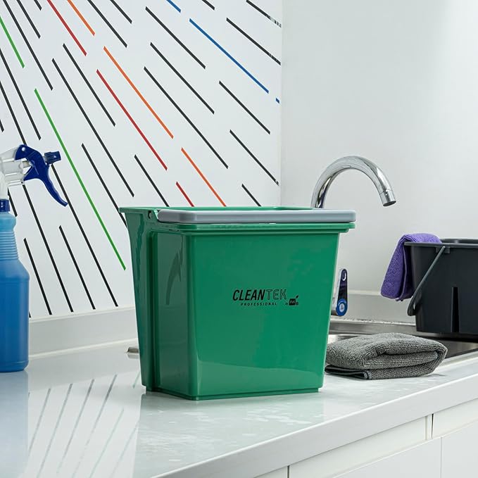 Restaurantware-Clean Tek Professional 6 Quart Cleaning Bucket, 1 Utility Pail with Handle - Heavy-Duty, Portable, Green Plastic Washing Pail, Perfect for Household, Outdoor, Car Wash and More