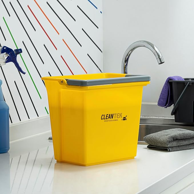 Restaurantware-Clean Tek Professional 6 Quart Cleaning Bucket, 1 Utility Pail with Handle - Heavy-Duty, Portable, Yellow Plastic Washing Pail, Perfect for Household, Outdoor, Car Wash and More