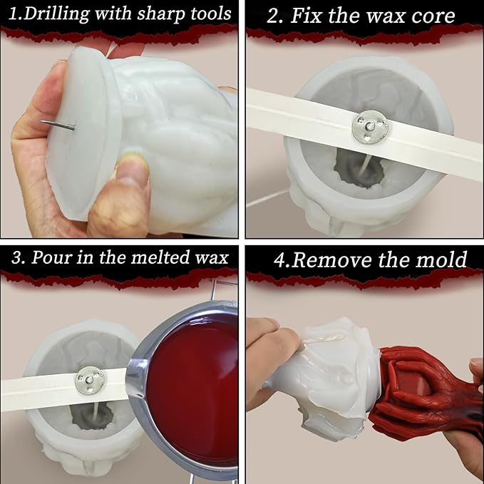 Hand Holding Rose Candle Mold, 3D Flower Silicone Mold for Candles Pillar Wax Plaster Epoxy Resin Craft Casting Gothic Home Décor Halloween Anniversary Birthday Handmade Gift