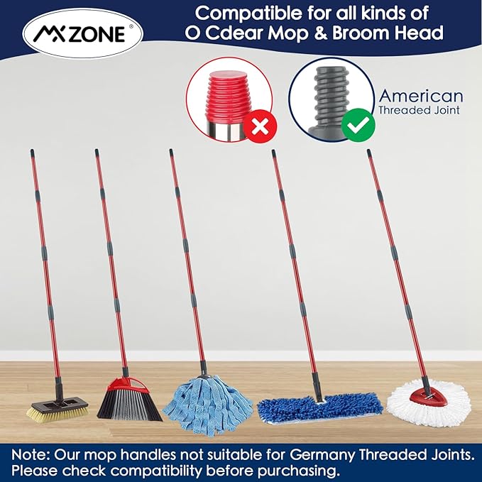 Spin Mop Handle Replacement Compatible with O Cedar Spin Mop and Bucket, 4-Section 30 to 58 Inchs Mop Replace Handle, Mop Stick for Floor Cleaning, Mop Head and Base not Include