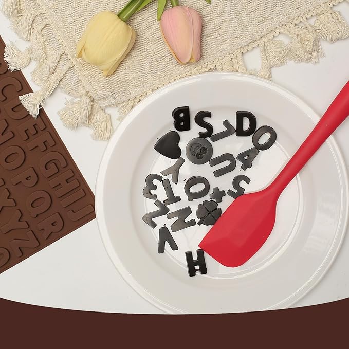 Letter Molds for Chocolate, 2 Pcs Mini Chocolate Molds Silicone with Number and Alphabet for Decorating Birthday Cake Strawberries Lollipop Fondant Oreos, Non-stick BPA Free
