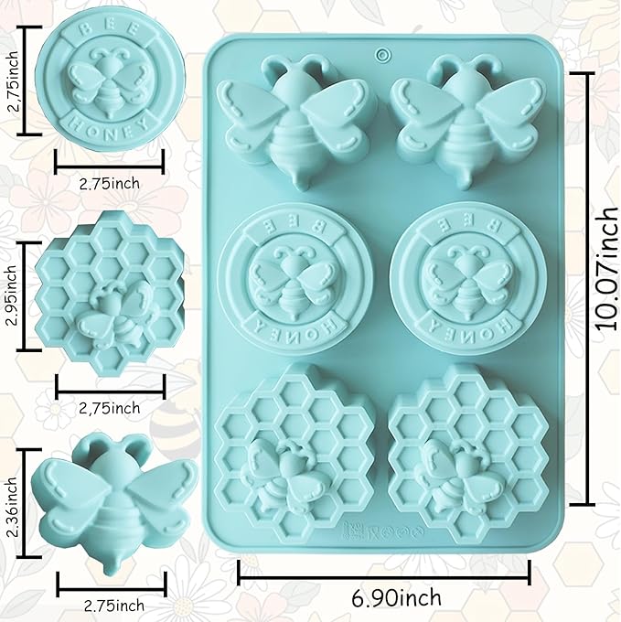 2Pcs Bee Silicone Molds Honeybee Silicone Mold for Making Homemade Soap, Lotion Bar, Jello, Bath Bomb, Beeswax, Candle