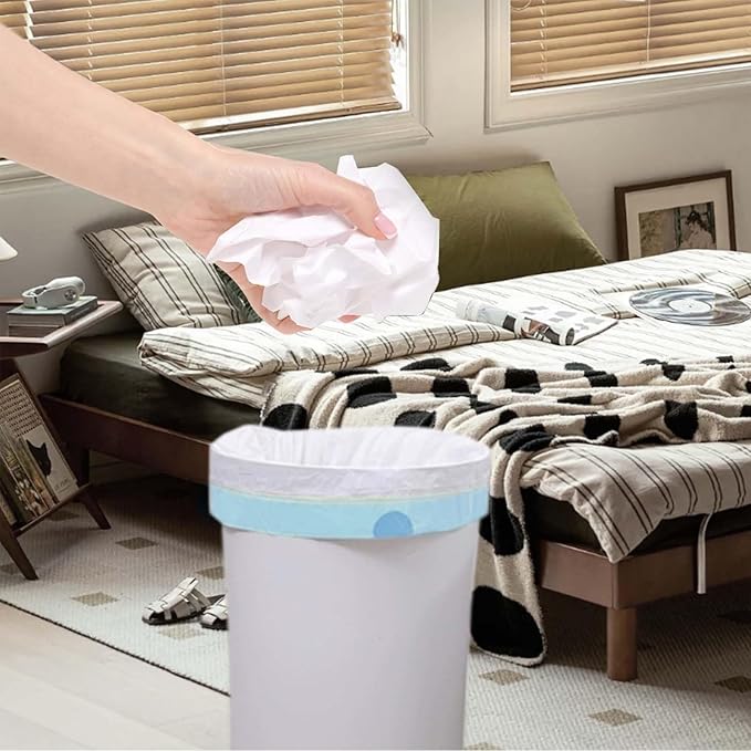 4 Gallon Trash Bags Drawstring, 4 Gal Small Garbage Bags for Home & Office (Pack of 73), 43x46cm, 4.6g/pcs, Unscented, White