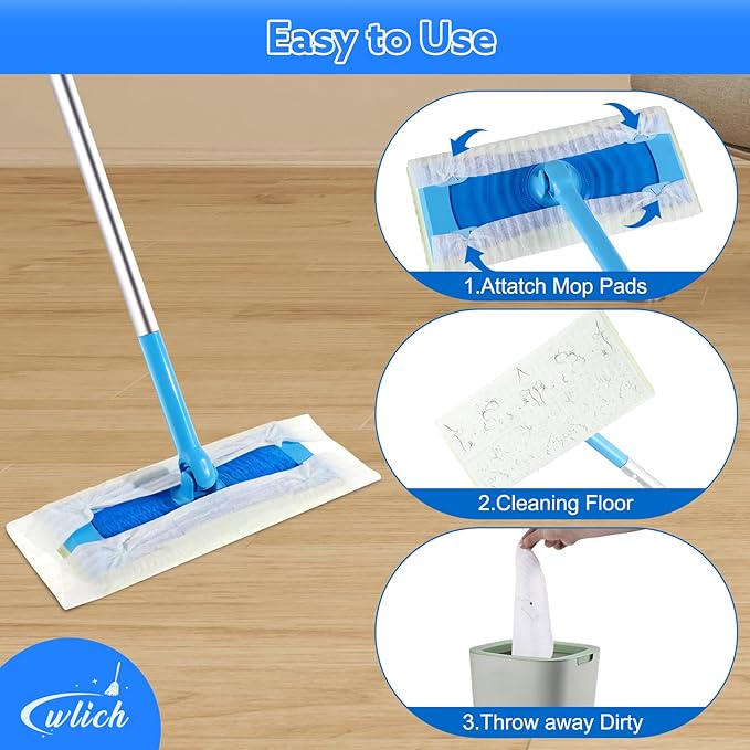 80PCS Dry Sweeping Cloths Pads Compatible with Swiffer Sweeper, Disposable Duster Refill, Non-Woven Mop Refills Pads for Floor Mopping, Wood Floors, Dust and Pet Hair Cleaning