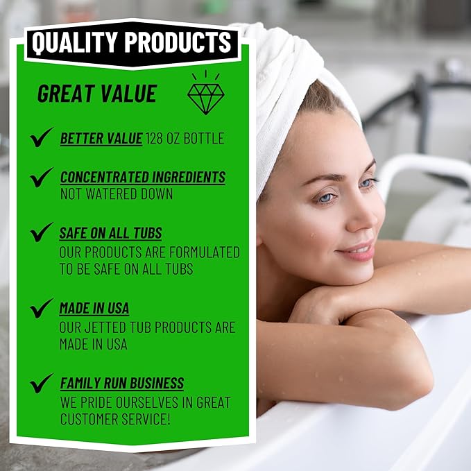 Jetted Tub Cleaner For Bathtub Jets - Fast Acting, For The Jets And The Tubes, Best Spa Cleaner Chemical For Whirlpool & Jacuzzi Tubs, Pro Grade Heavy Duty, Made In USA, 1 Gallon