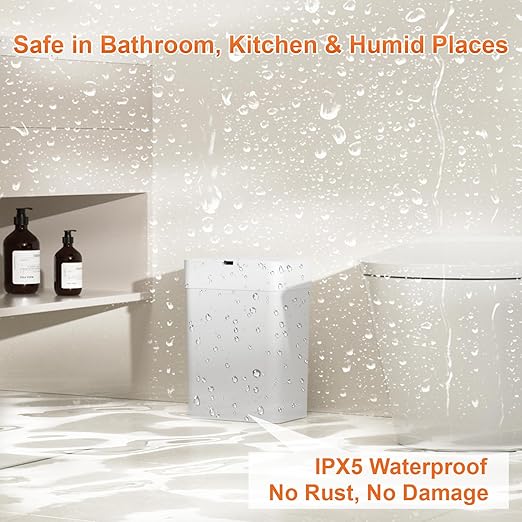 4Gallon Motion Sensor Trash Cans,Bathroom Trash Can with Lid,IPX5 Waterproof for Kitchen/Bedroom/Office, Slim Space-Saving Odor-Proof Bin with 0.2s Silent Lid