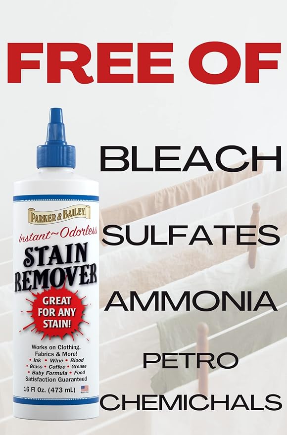 Parker and Bailey Stain Remover- Blood Stain Remover for Carpet, Clothes, Sheets and Mattress - Garment and Fabric Laundry Stain Remover - 16oz
