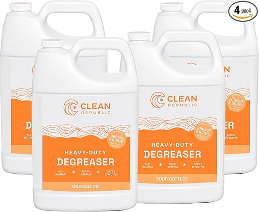 Clean Republic Heavy-Duty Degreaser, Multi-Surface Cleaner for Ovens, Stove Tops, Grills, and More, 1 Gallon Bottle, 4-Pack