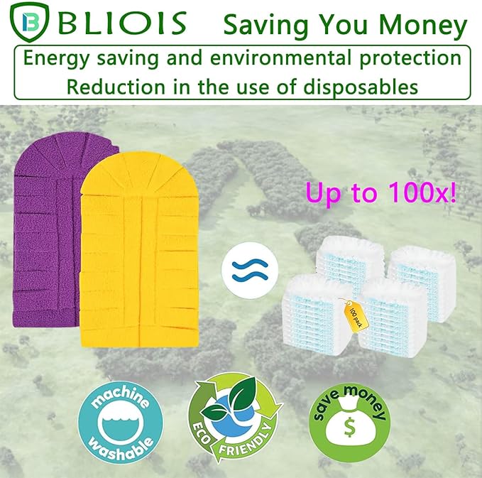 360° Fleece Duster Refills for Swiffer-Washable Refills Reusable Pads|Wet and Dry Dual Use Reusable Duster Heads +1 Handle (6-PCS)