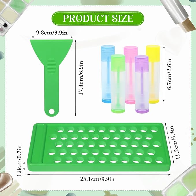 Lip Balm Crafting Kit, 50 Pieces Empty Lipsticks Filling Tubes Mold Handmade Set Pallet with Scraper, Lip Balm Tubes with Filling Tray and Spatula for Women Girl Cosmetics Makeup, Multicolor