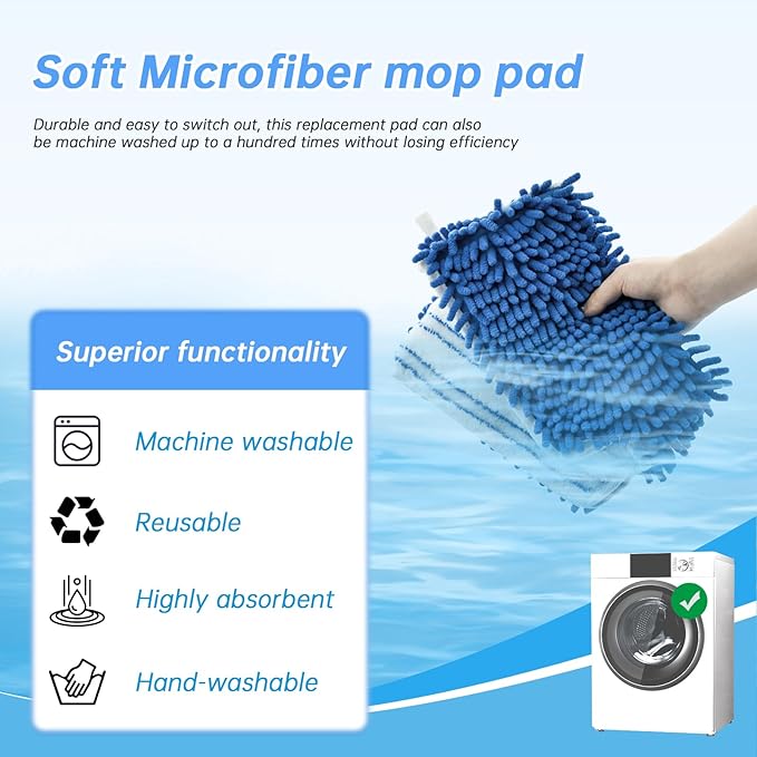 4 Pack Mop Heads Replacements Compatible with O-cedar Dual-Action Flip Mop,Microfiber&Chenille Mop Replace Head for Dry/Wet Use,Double-sided,Reusable and Washable Dust Mop Refills for Floor Cleaning