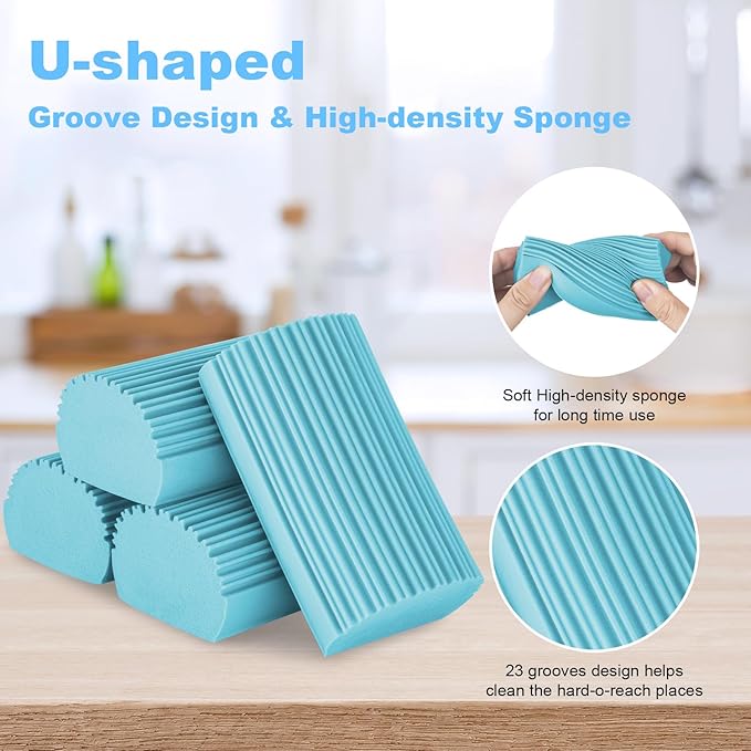 2-Pack Damp Clean Duster Sponge, Magic Sponge Eraser Baseboard Cleaner Tool, Dusters for Cleaning Blinds, Glass, Vents, Railings, Mirrors,Window Track Grooves and Faucets