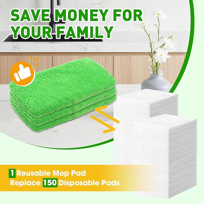 14Pcs Reusable Microfiber Mop Pads Compatible with Sweeper Mops,Dry Sweeping Cloths & Wet Mopping Pads Refills,Washable Mop Pads for Floor Cleaning