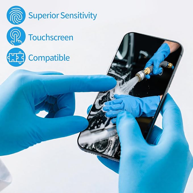 Nitrile Gloves Disposable, Latex and Powder Free Cleaning Rubber Gloves, 4 Mil Thick for Cooking, Food Prep, Exam