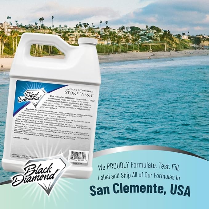 Black Diamond Stoneworks Limestone and Travertine Floor Cleaner: Natural Stone, Marble, Slate, honed or tumbled. 4-Gallon concentrate Ph Neutral