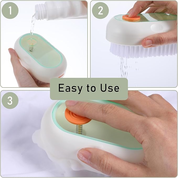 2Pcs Multifunctional Shoe Brush with Soap Dispenser Liquid Laundry Brush Liquid Adding Soft Fur Cleaning Brushes Scrub Brushes for Cleaning for Home Washing Bathroom Kitchen Shoe Cloth