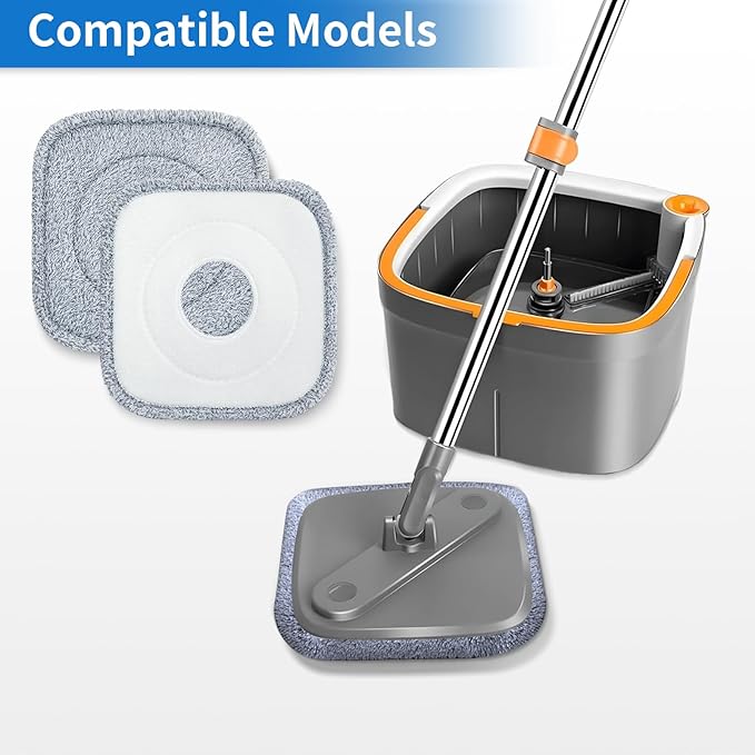 6Pcs Spin Mop Pads Compatible with Spin Mop and Bucket System True & Tidy True Clean Mop and Bucket System, 8.26X8.26 Size Spin Mop Replacement Pads