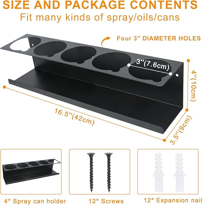 Aerosol Spray Can Holder Rack 4 Packs, Spray Bottle Organizer Wall Mounted Heavy-Duty Steel Paint Bottle Storage Rack for Garage and Workspace