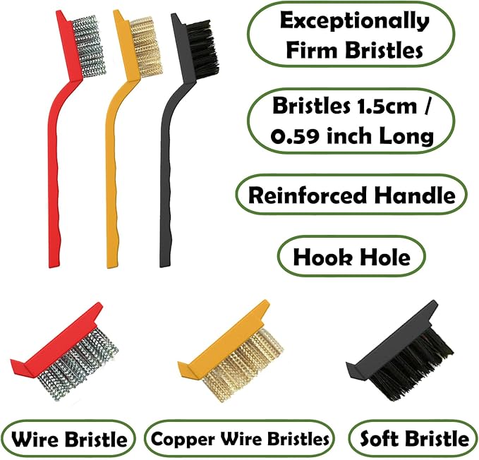Crevice Cleaning Brush Set, Multi-Purpose Hard Bristle Brushes for Deep Cleaning Kitchen, Bathroom, Grout, Sink, Cup, Teapot, Bottle, Blender, Corners, Tight Spaces & More