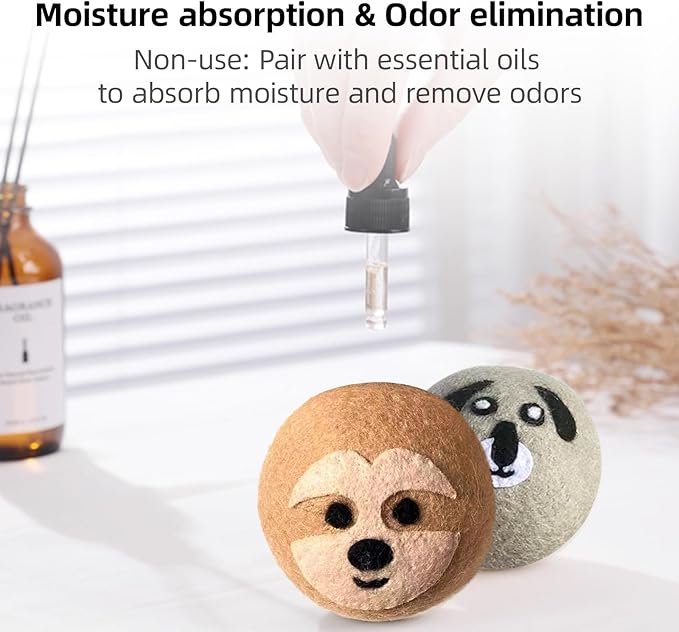 Natural Wool Dryer Balls XL 6-Pack - 100% New Zealand Wool, Reusable Eco-Friendly Fabric Softener, Reduces Wrinkles, Static & Drying Time, Chemical-Free Alternative to Dryer Sheets(WB-01)