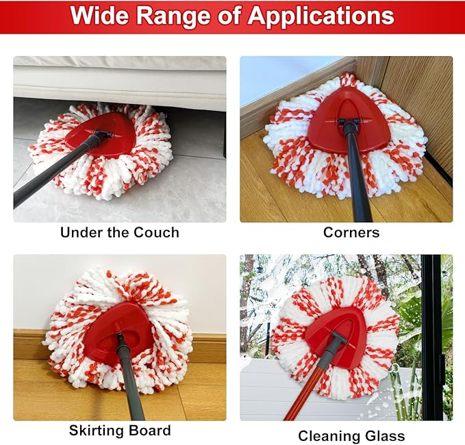 3 Pack Upgraded Deep Clean Refill Compatible with O Ceda EasyWring Spin Mop & Bucket System Microfiber Mop Heads Refill for Oceda Easywring 1 Tank Spin Mop System, 40% More Cleaning Power, Scrub Pad