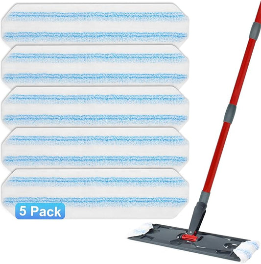 Mop Replacement Pads for Ocedar H2prO Flat Mop, 5 Pack Mop Refills for O-Cedar H2pro Flat Mop, Machine Washable Reusable Microfiber Mop Heads Replacements for Ocedar H2 Pro Mop