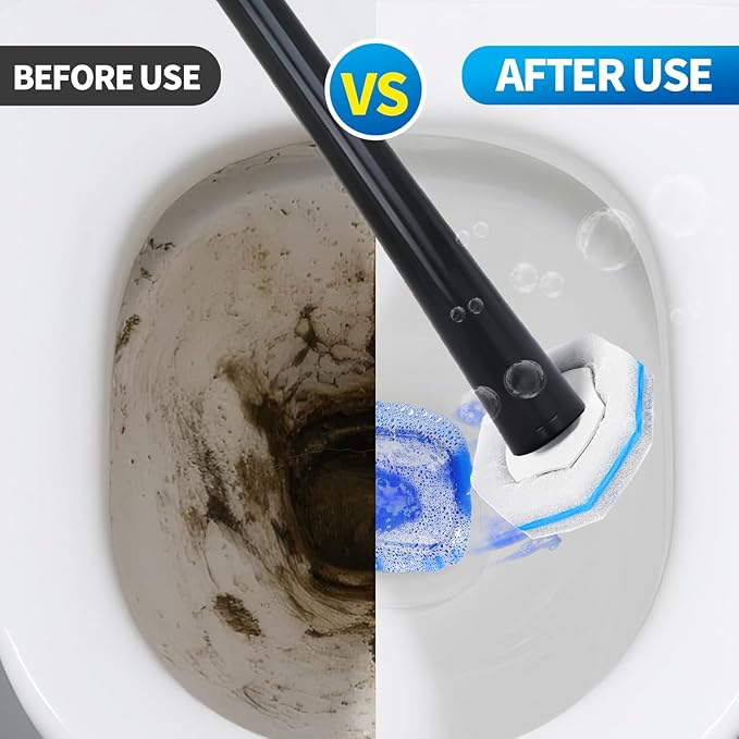 Disposable Toilet Bowl Brush with 36 Toilet Wand Refills Pads Replacement Heads, Toilet Cleaning Stick,Toilet Bowl Cleaner Wands Holder and Set, Toilet Cleaning System Starter Kit