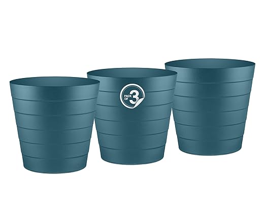 Small Trash Can (1.3 Gallons), Dorm Trash Can, Heavy Duty Dust Bin, Mini Garbage Can for Bedroom (Pack Of 3), Plastic Wastebasket, Bathroom Wastebasket (Blue) Round paper Trashcan, Office Trash Bin