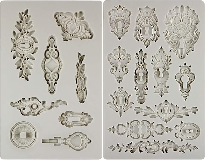 Vintage Inspired Key and Keyhole Silicone Molds 2-count