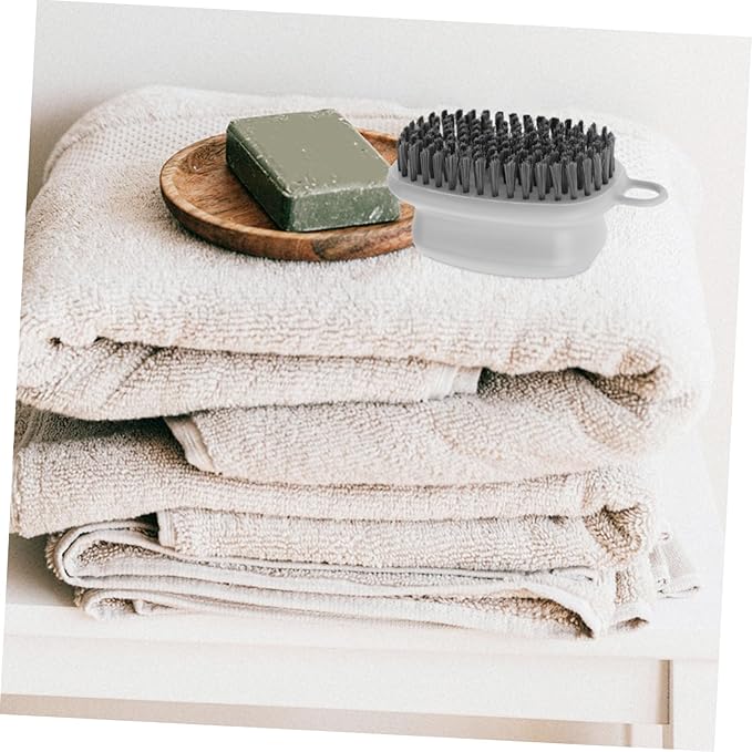 Gatuida 1pc Plastic Handle Laundry Brush Sponge Pad Kitchen and Bathroom Cleaning Tool for Dishes Bathtubs and Tiles Ergonomic Design Strong Decontamination Grey