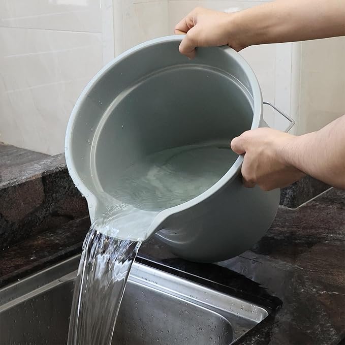 14 Quart / 3.5 Gallon Round Plastic Cleaning Bucket with Handle, Commercial, Heavy Duty, Gray, 4 Packs