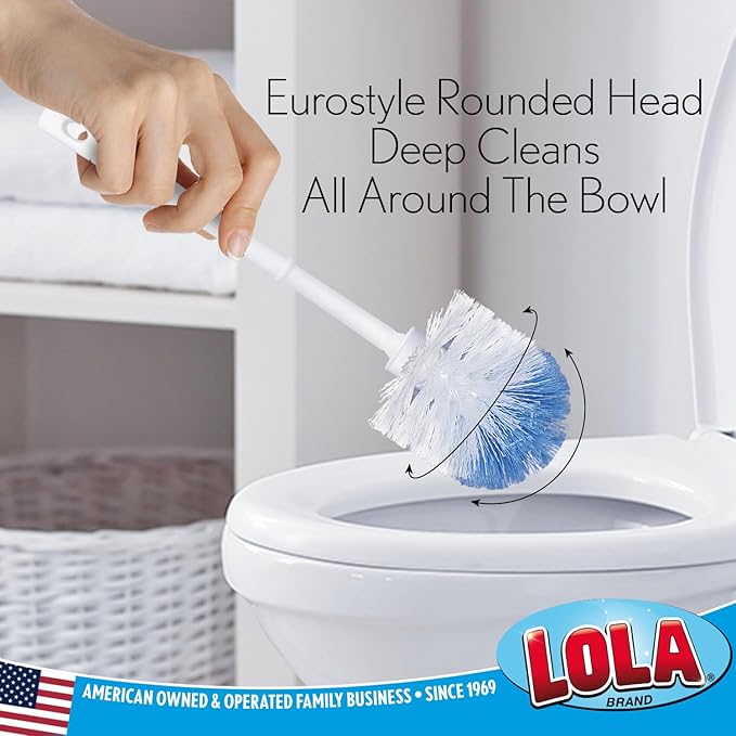 LOLA Classic Toilet Brush, 6 Pack, Durable Fiber Stiff Bristles, Compact Size, Non-Scratch, Long-Lasting