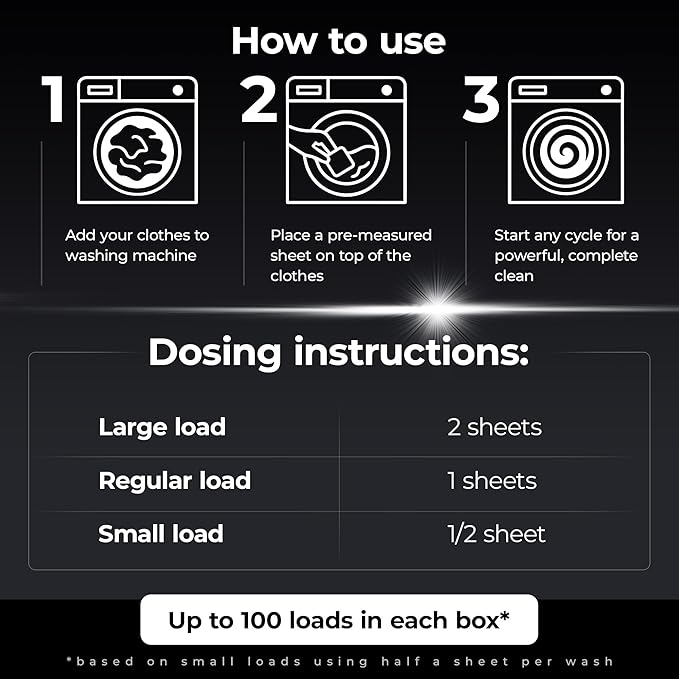 Silvery Laundry Detergent Sheets (100 Loads) - Ultra-Concentrated Eco-Friendly Washing Strips – No Plastic Jugs & Perfect for Travel (Fresh Linen)