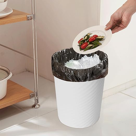 Small Trash Can - Plastic Waste basketbin for Office,Home,Bathroom,Kitchen - 1.8 Gallon - White