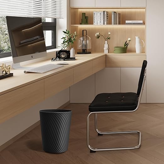 Small Trash Can 1.8 Gallons, Bathroom Trash Can & Garbage Can with 6 Trash Bags, Bedroom Trash Bin & Waste Basket for Office, Bedroom, Living Room, Kitchen, Compact Space (6-Black)