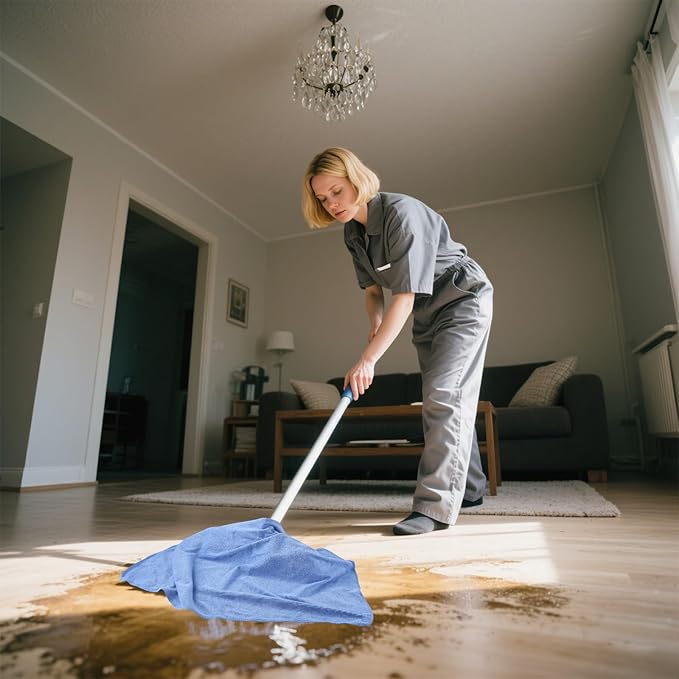 4 Pack Extra Large Microfiber Cleaning Cloths 20"x30", Lint-Free Reusable Towels for Home, Glass, Windows, Office, Kitchen, Bathroom – Mixed Blue