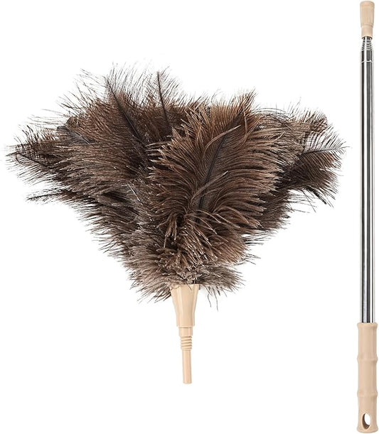 Extendable Cleaning Duster 94 Inch - Long Telescoping Ostrich Feather Dusters with Stainless Steel Extension Pole for High Ceiling Fan, High Ceilings,Roof Dusting
