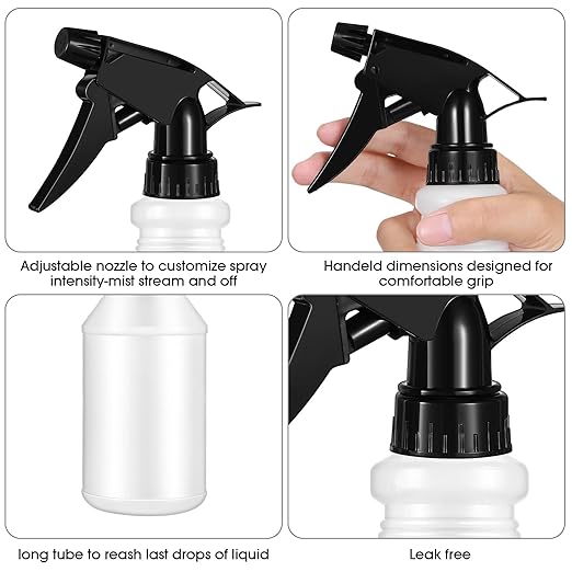 Yinder 18 Pcs 16 Oz Plastic Spray Bottle Bulk Empty Refillable Spray Bottles for Cleaning Solution Leak Proof Water Sprayer with Adjustable Nozzle Mist/Stream Mode(Black)