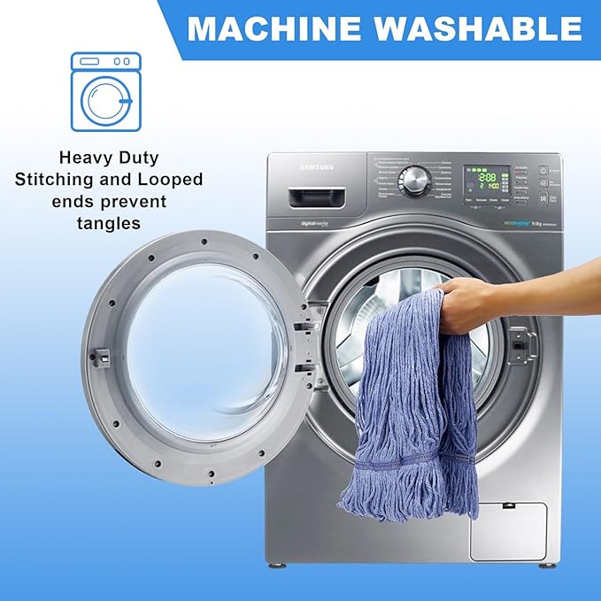 3 Pack Heavy Mop Replace Head,Wet Commercial Industrial Grade Blue Cotton Ring-Shaped Wet Use Mop Replaement Head-Reusable Mop Head Refills,Heavy Duty Industrial Mop Head Replacement