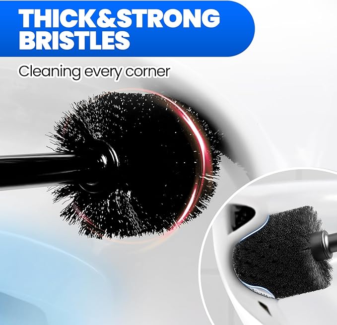 2Pack 2 in 1 Toilet Brush and Plunger Set, Extended Handle Plunger,Toilet Bowl Brush Plunger Set,Bathroom Cleaning Tools,Cleaning Brush,Toilet Brush Plunger Combo,Cleaning Supplies(Black)