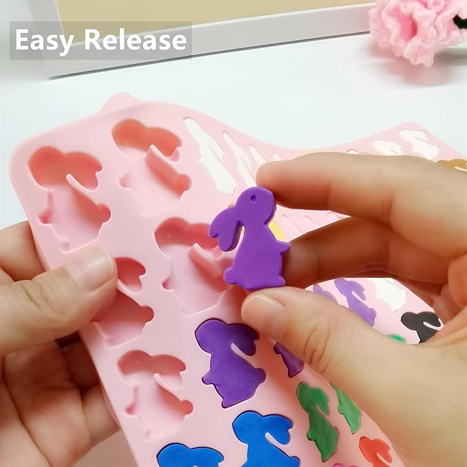 Bunny Silicone Molds for Candy Gummy Chocolate, Easter Molds, Rabbit Silicone Mold with Scraper (bunny)