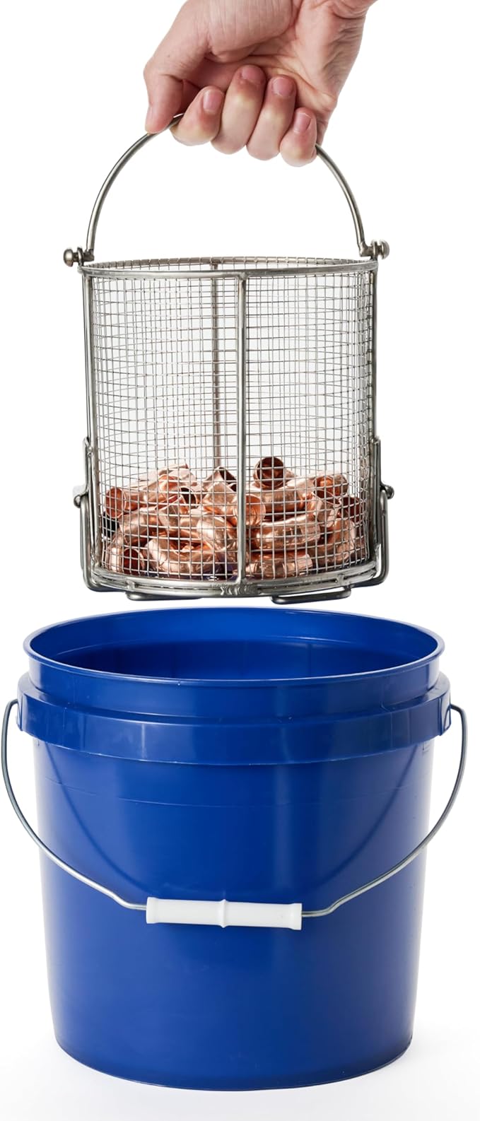 Dip N’ Drain – The Ultimate Stainless Steel Parts Cleaning Basket | Fits Any 2-Gallon Bucket, 1/4″ Mesh, Swing Handle (Bucket Included)