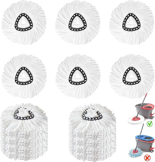 12 Pack Spin Mop Replacement Heads, 100% Microfiber Spin Mop Refill for Easy Wring Compatible with Triangle Spin Mop, 360 Degree Spinning Mop Replace Head for Floor Cleaning